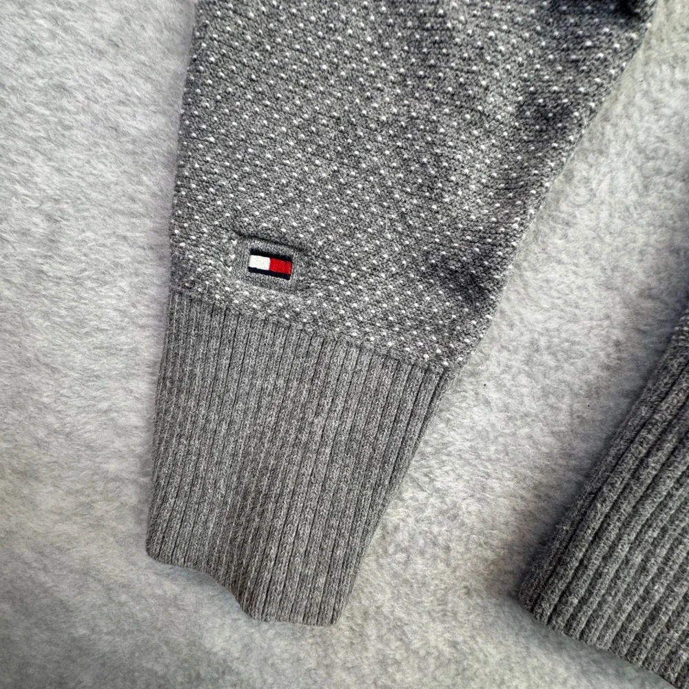 Tommy Hilfiger Mens Textured Crewneck Sweater XS Gray Cotton‎ Preppy